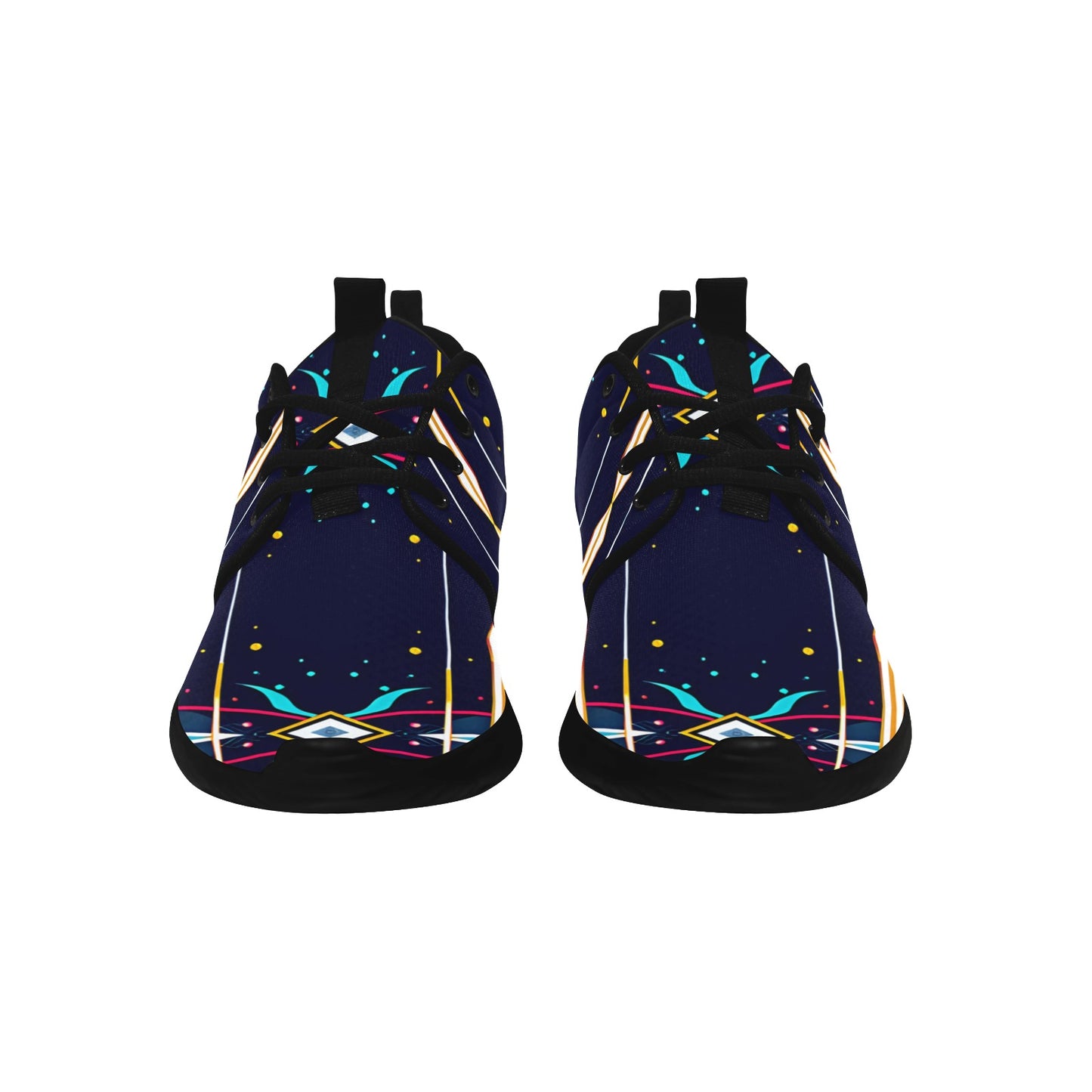 Men's Abstract Neon Geometry Pattern All Over Print Pull Loop Sneakers