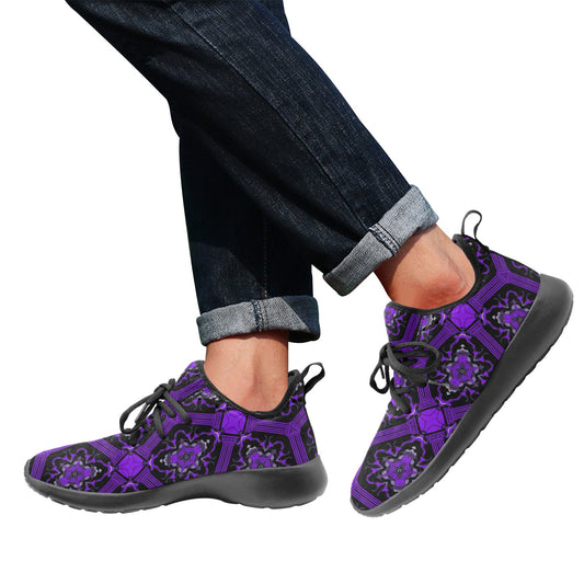 Men's Purple Gothic Mandala Pattern One-Piece Vamp Sneakers