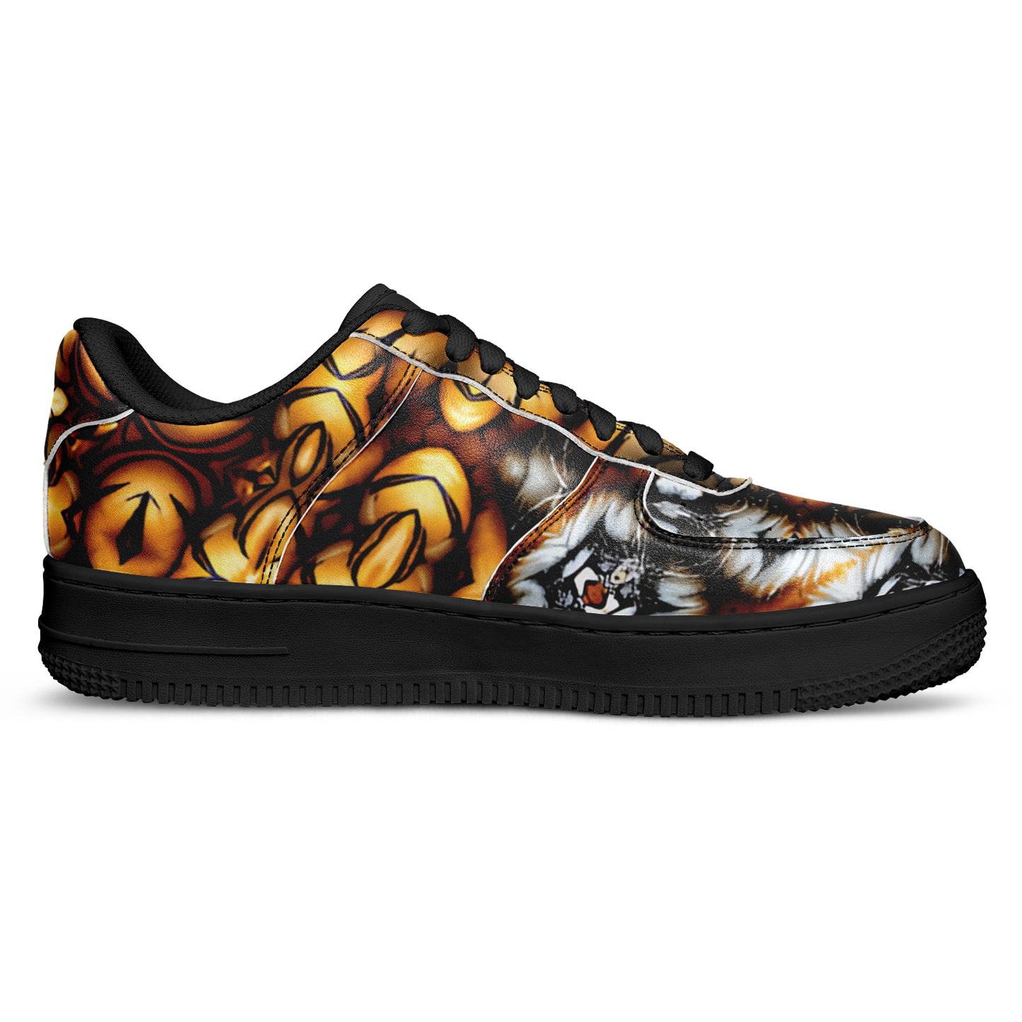 Men's Golden & Black Kaleidoscope Pattern All-Over Print Core Low Shoes