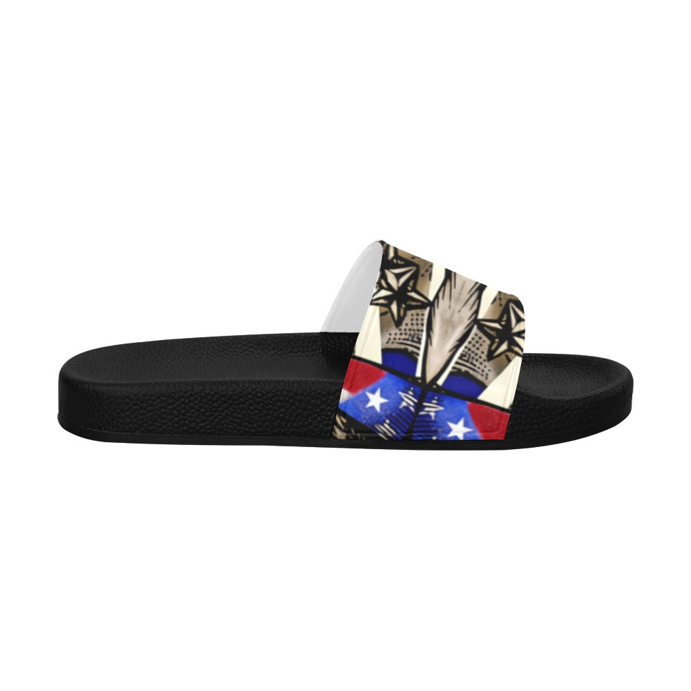Men's Patriotic Star Kaleidoscope Pattern All-Over Print Slide Sandals (Model 057)