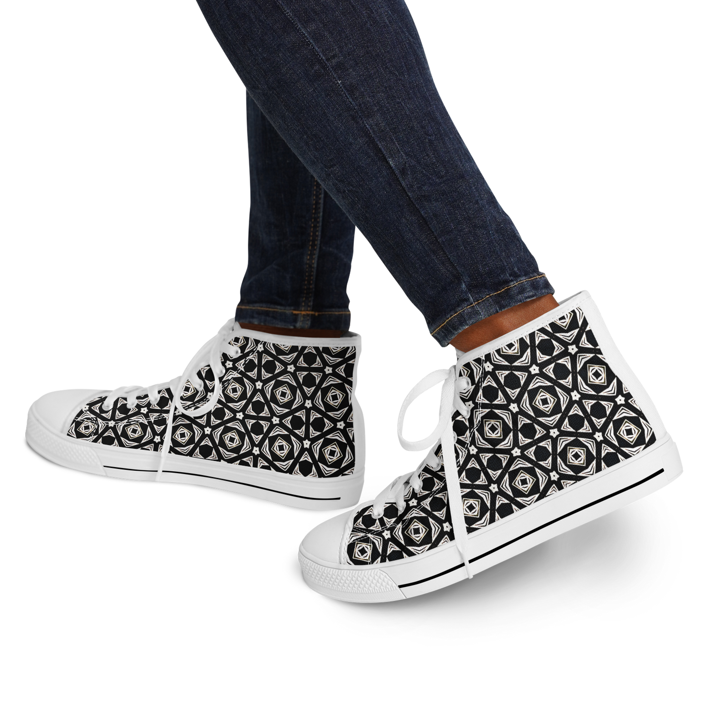 Women's Black Geometric Pattern Urban Peak High Top Shoes