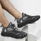 Men's Black & Silver Symmetry Pattern All-Over Print Twisted Sole Sneakers