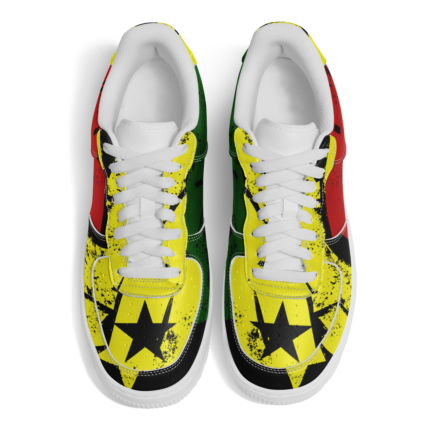 Women's Red Yellow Green and Black Stars Pattern All Over Print Urban Peak High Top Shoes