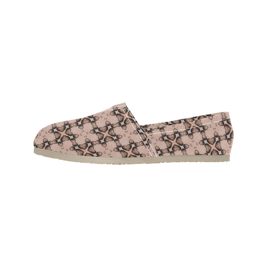 Women's Beige Floral Mandala Pattern Classic Canvas Slip-On