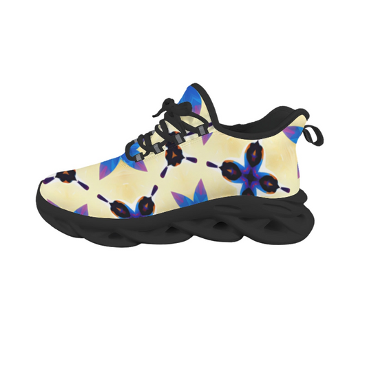 Women's Blue Floral Kaleidoscope Pattern All-Over Print Twisted Sole Sneakers