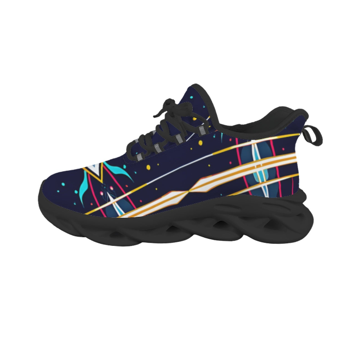 Women's Abstract Neon Geometry Pattern All Over Print Twisted Sole Sneakers