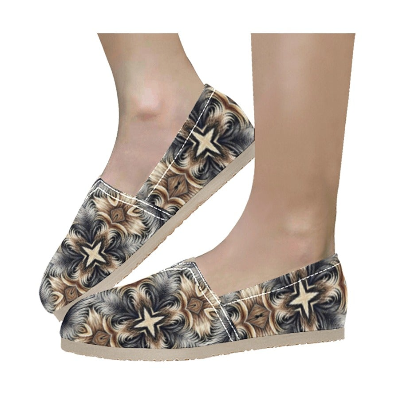 Women's Neutral Geometric Floral Pattern All Over print  Classic Canvas Slip-On