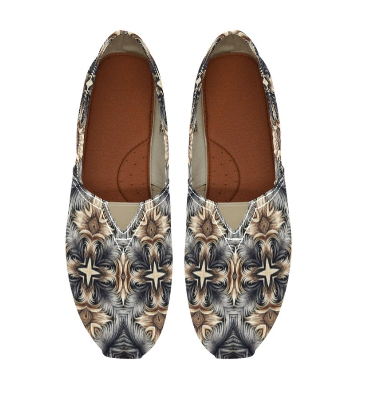 Women's Neutral Geometric Floral Pattern All Over print  Classic Canvas Slip-On