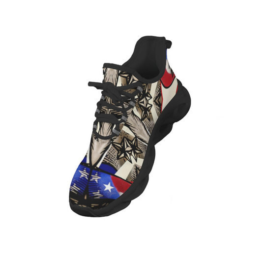 Men's Patriotic Star Kaleidoscope Pattern All-Over Print Twisted Sole Sneakers