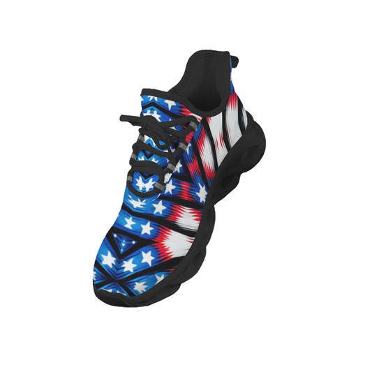 Men's Red White Blue Geometric Pattern All-Over Print All Over Print Twisted Sole Sneakers