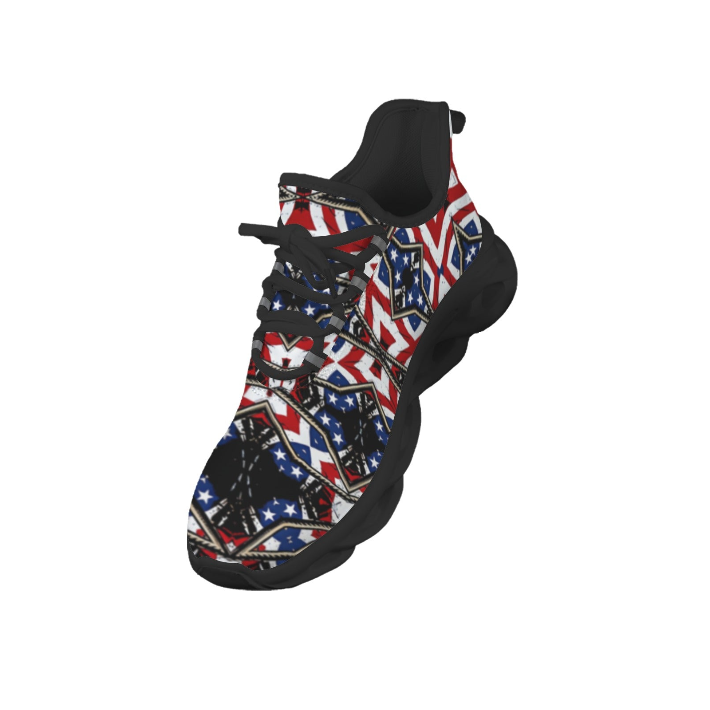 Men's Patriotic Star Kaleidoscope Pattern All-Over Print Twisted Sole Sneakers