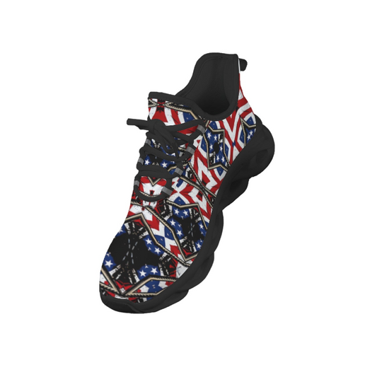 Men's Patriotic Star Kaleidoscope Pattern All-Over Print Twisted Sole Sneakers