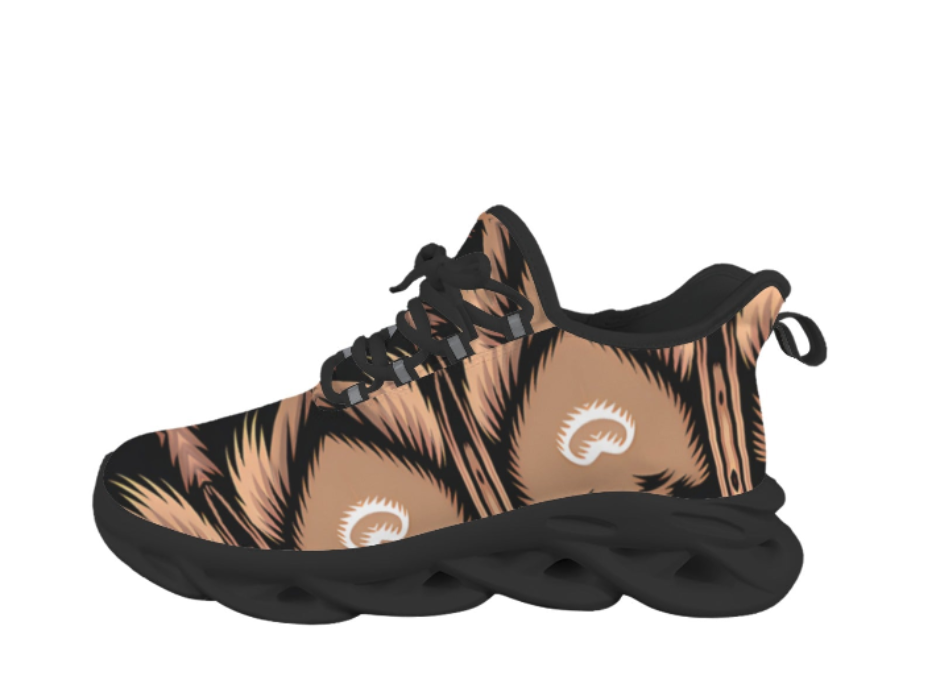 Women's Brown Geometric Pattern All-Over Print Twisted Sole Sneakers