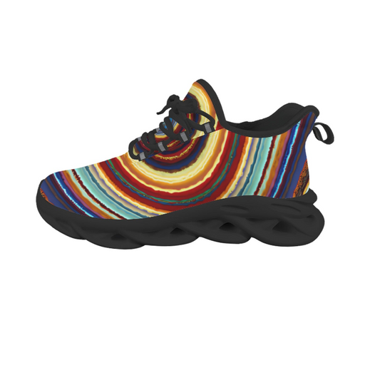 Women's Retro Radiant Circle Pattern All-Over Print Twisted Sole Sneakers