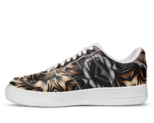 Women's Geometric Kaleidoscope Brown Pattern All Over Print Core Low Shoes