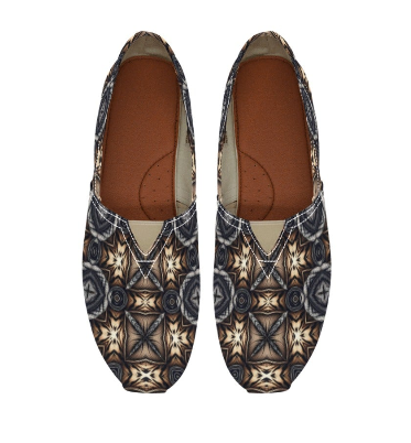 Women's Geometric Kaleidoscope Brown Pattern All Over Print  Classic Canvas Slip-On