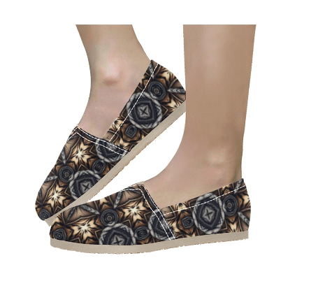 Women's Geometric Kaleidoscope Brown Pattern All Over Print Classic Canvas Slip-On