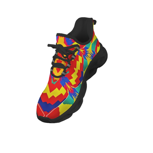 Men's Bold Rainbow Kente-Inspired Geometric Pattern All Over Print Twisted Sole Sneakers