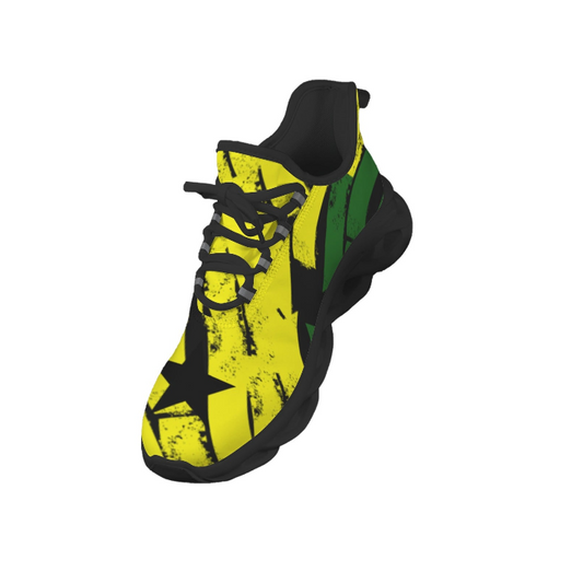 Men's Red Yellow Green and Black Stars Pattern All Over Print Twisted Sole Sneakers