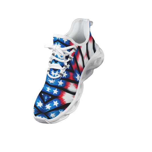 Men's Red White Blue Geometric Pattern All-Over Print All Over Print Twisted Sole Sneakers