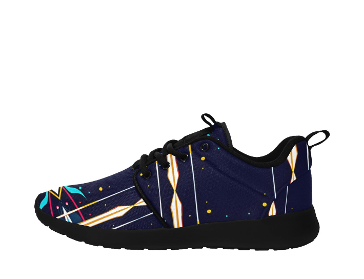 Men's Abstract Neon Geometry Pattern All Over Print Pull Loop Sneakers