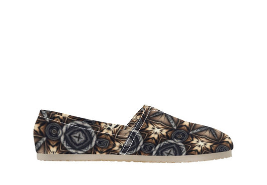 Women's Geometric Kaleidoscope Brown Pattern All Over Print Classic Canvas Slip-On