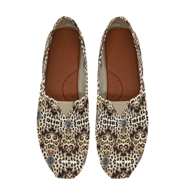 Women's Leopard Trendy Geometric Pattern All-Over Print Classic Canvas Slip-On