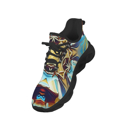 Men's Abstract Teal & Gold Pattern All Over Print Men's All Over Print Twisted Sole Sneakers