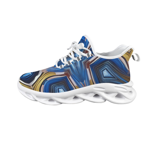Women's Abstract Blue Geode Kaleidoscope Pattern All Over Print Twisted Sole Sneakers