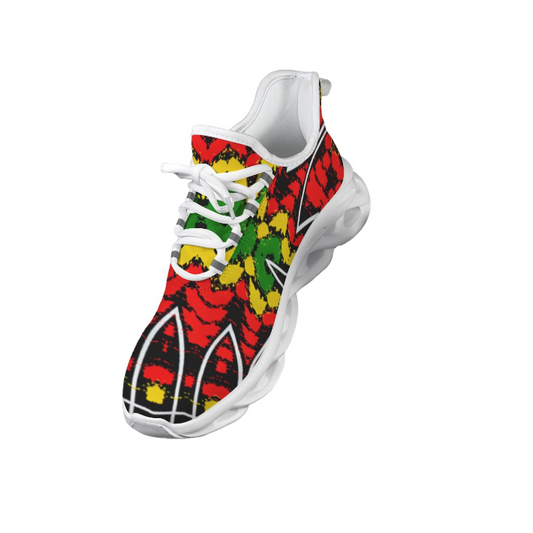 Men's Red Yellow Green and Black Stars Pattern All Over Print Twisted Sole Sneakers