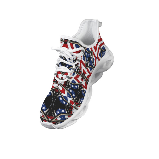Men's Patriotic Star Kaleidoscope Pattern All-Over Print Twisted Sole Sneakers