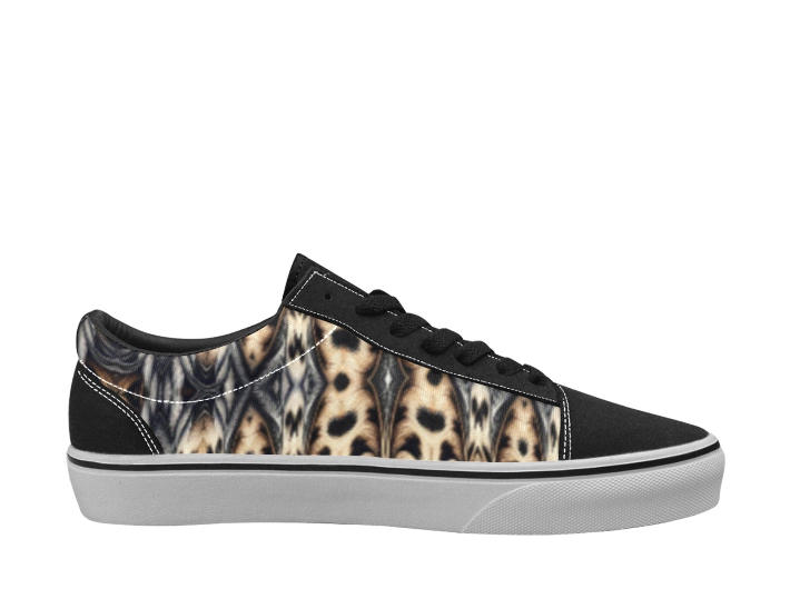 Men's Leopard Trendy Geometric Pattern All-Over Print Men's Low Top Skateboarding Shoes