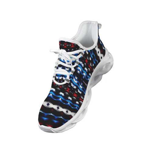 Men's Black Blue Abstract Pattern All Over Print Twisted Sole Sneakers