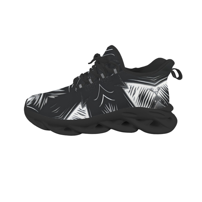 Women's Black & White Kaleidoscope Pattern All Over Print Twisted Sole Sneakers