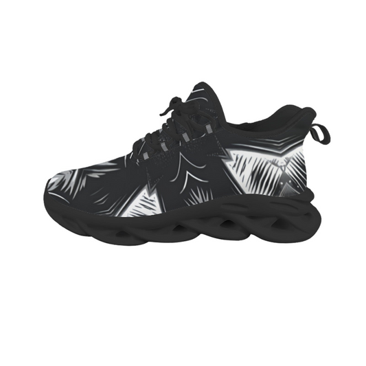Women's Black & White Kaleidoscope Pattern All Over Print Twisted Sole Sneakers