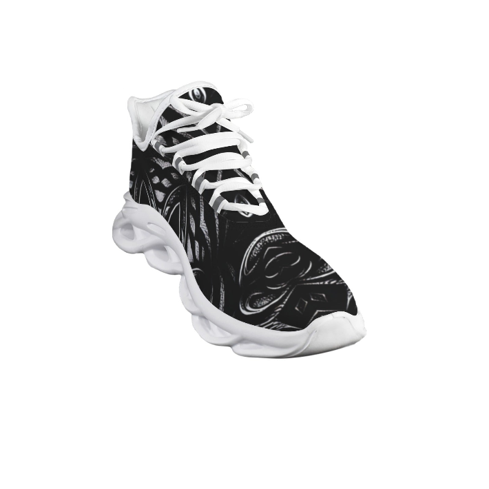 Men's Black & Silver Symmetry Pattern All-Over Print Twisted Sole Sneakers