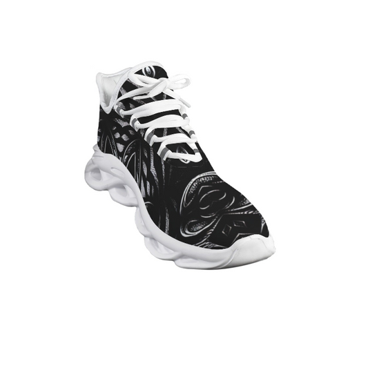 Men's Black & Silver Symmetry Pattern All-Over Print Twisted Sole Sneakers
