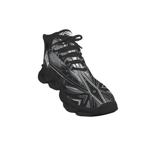Men's Black & Silver Symmetry Pattern All-Over Print Twisted Sole Sneakers