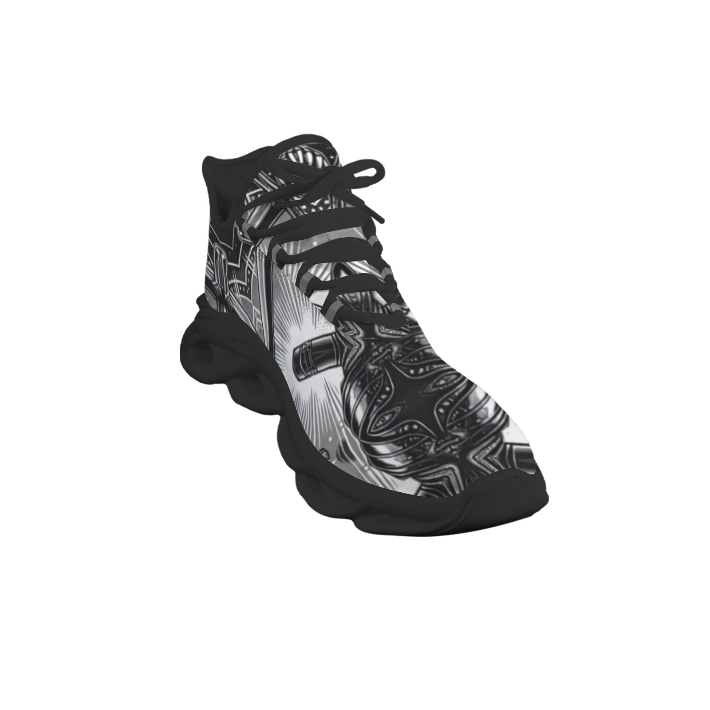 Men's Monochrome Kaleidoscope Pattern All-Over Print Twisted Sole Sneakers