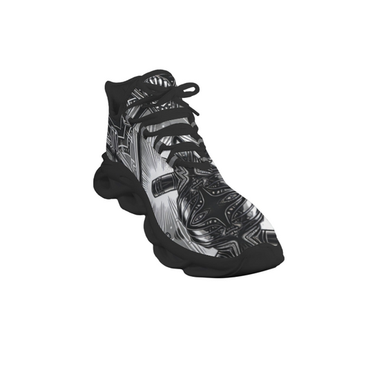 Men's Monochrome Kaleidoscope Pattern All-Over Print Twisted Sole Sneakers