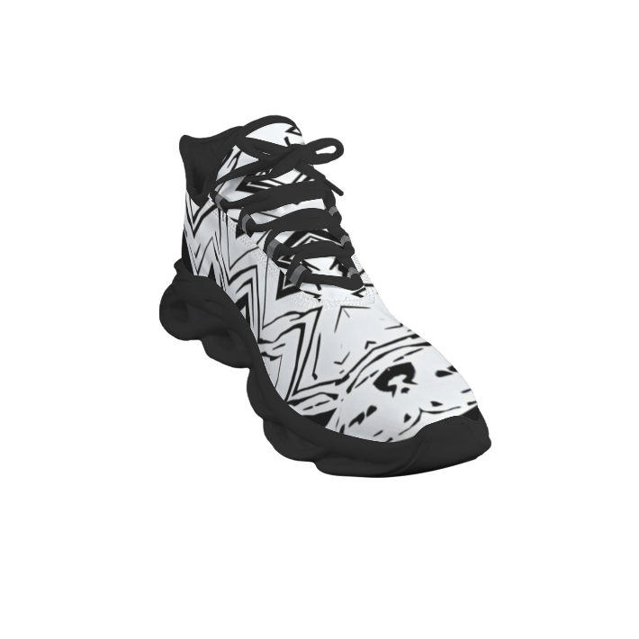 Men's Black & White Kaleidoscope Pattern All Over Print Twisted Sole Sneakers