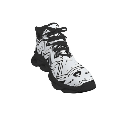 Men's Black & White Kaleidoscope Pattern All Over Print Twisted Sole Sneakers