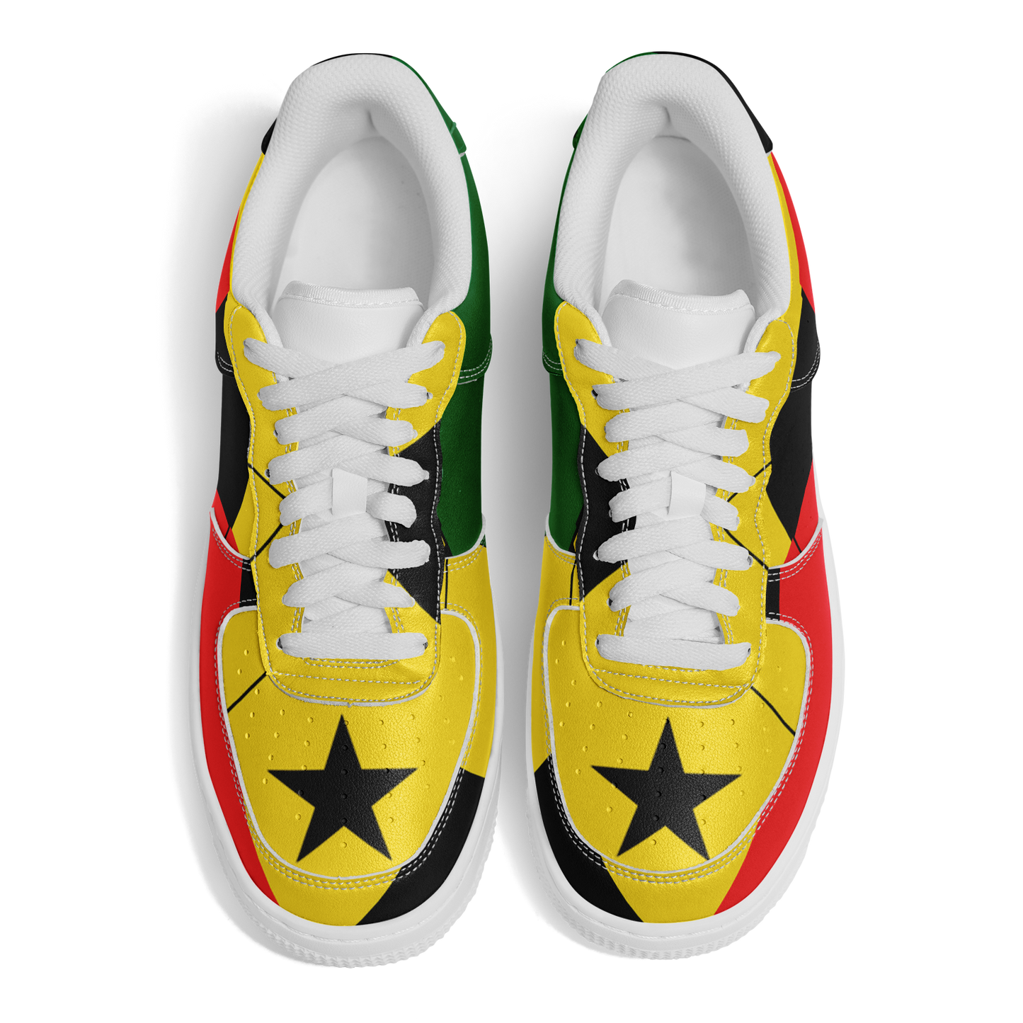 Men's Red Yellow Green and Black Stars Pattern All Over Print Urban Peak High Top Shoes
