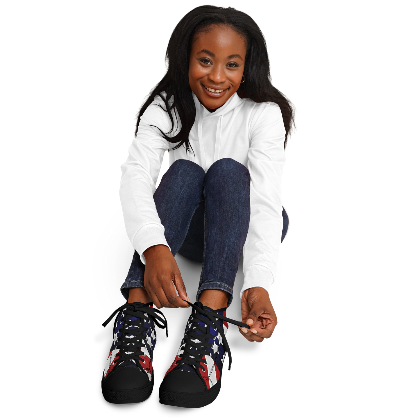 Women's Patriotic Star Flag Polo Shirt Urban Peak High Top Shoes