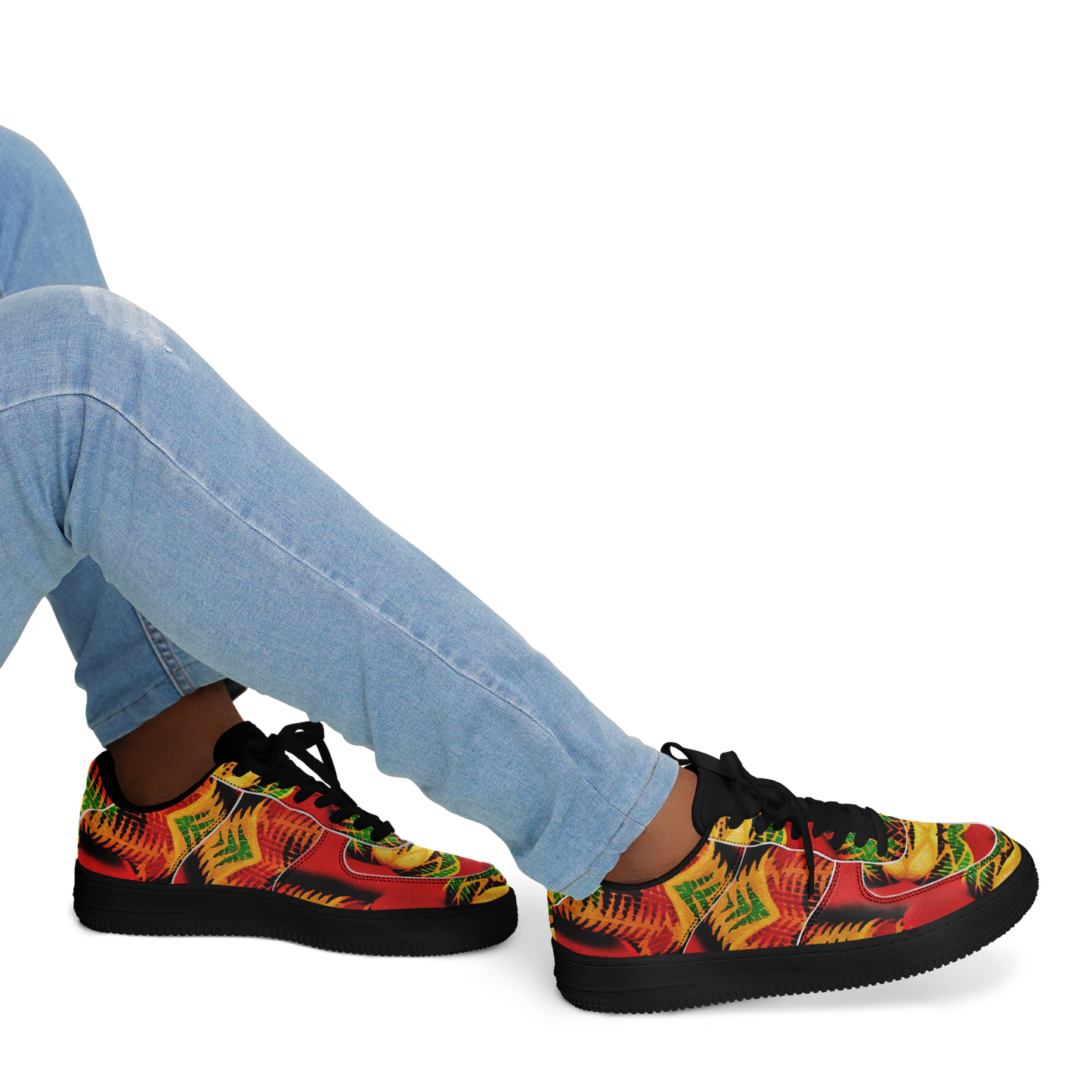 Men's Red Bold Tribal All-Over Print Core Low Shoes