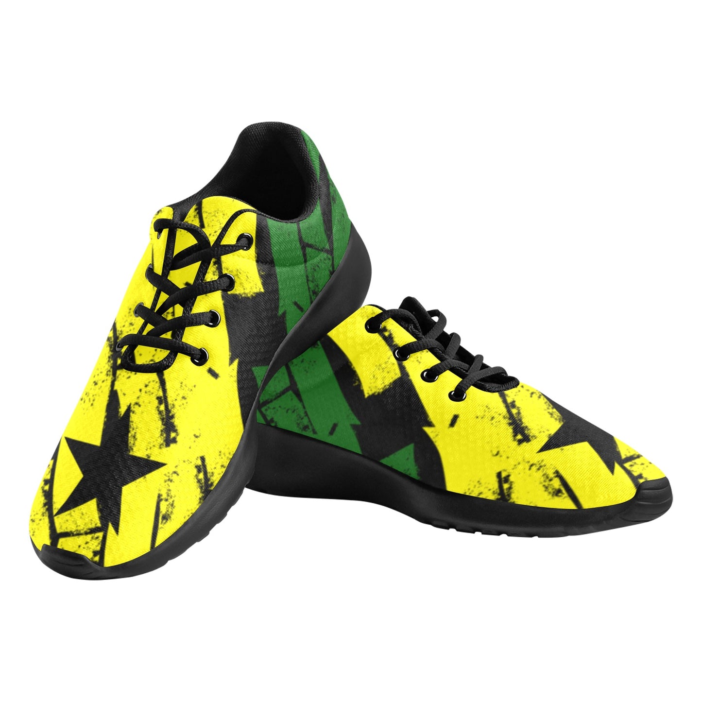 Women's Ghana Flag & Black Star Pattern All-Over Print Athletic Shoes.