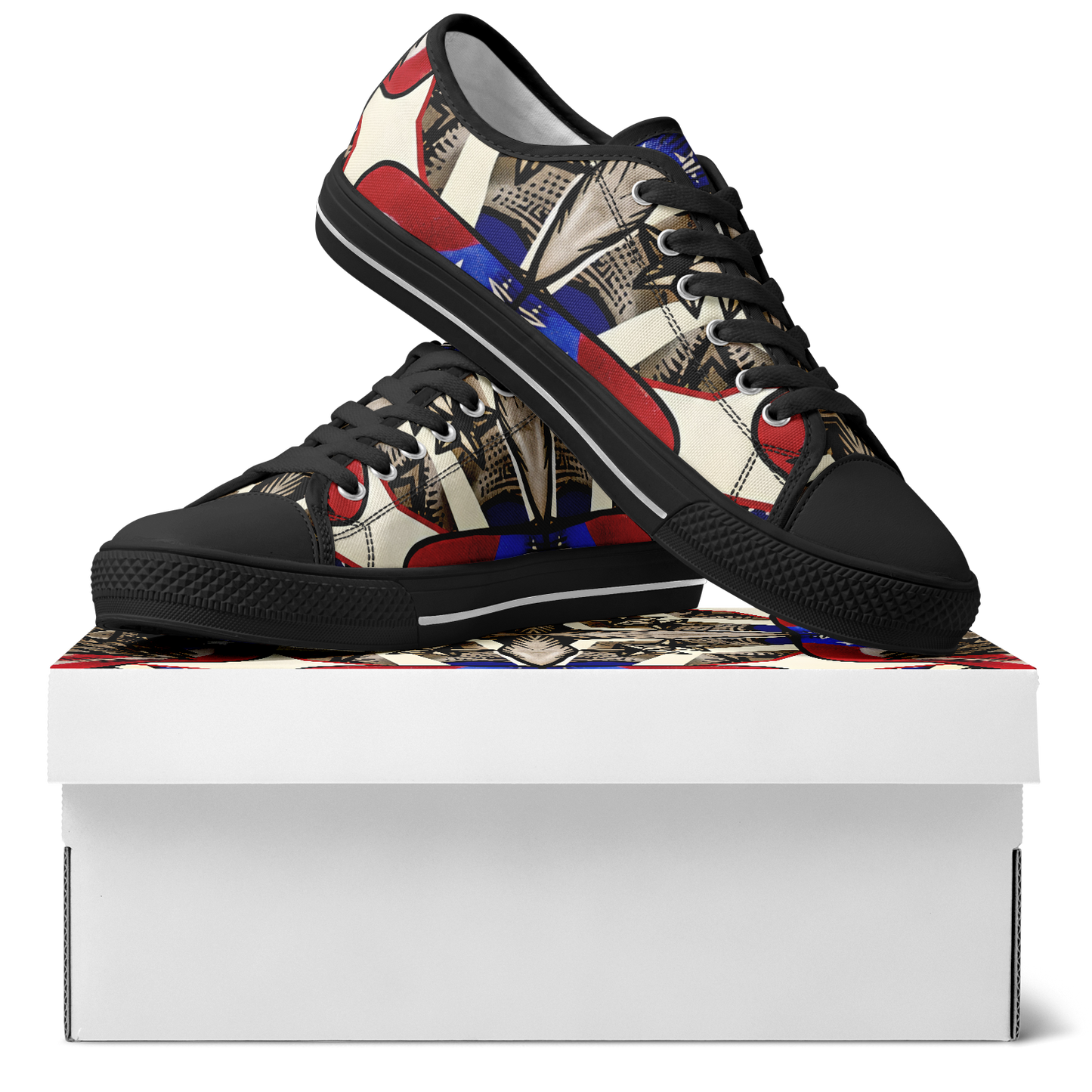 Women's Patriotic Stars & Cross Kaleidoscope Pattern All-Over Print Urban Peak Low Shoes