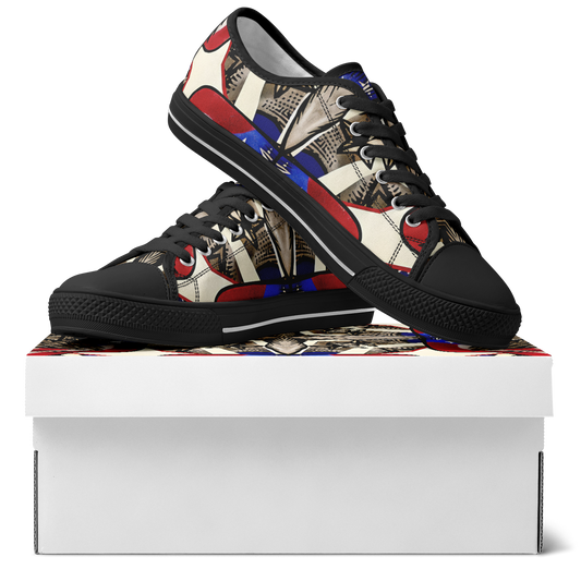 Women's Patriotic Stars & Cross Kaleidoscope Pattern All-Over Print Urban Peak Low Shoes