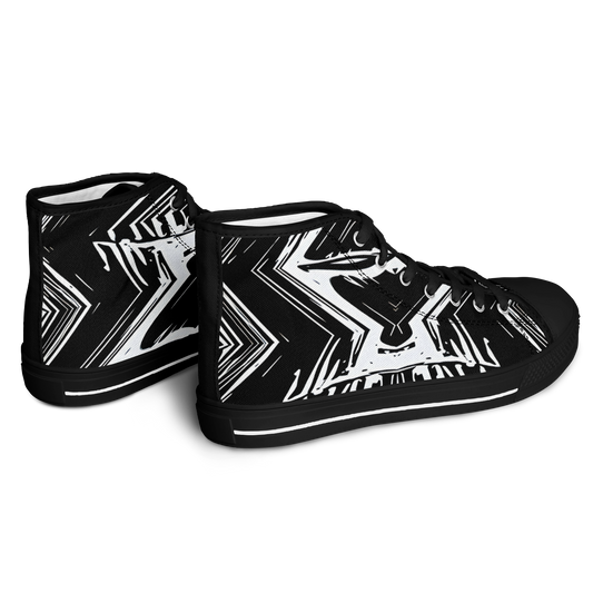Men's Black & White Kaleidoscope Pattern All Over Print Urban Peak High Top Shoes