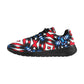 Men's Red White Blue Geometric Pattern All-Over Print Athletic Shoes.
